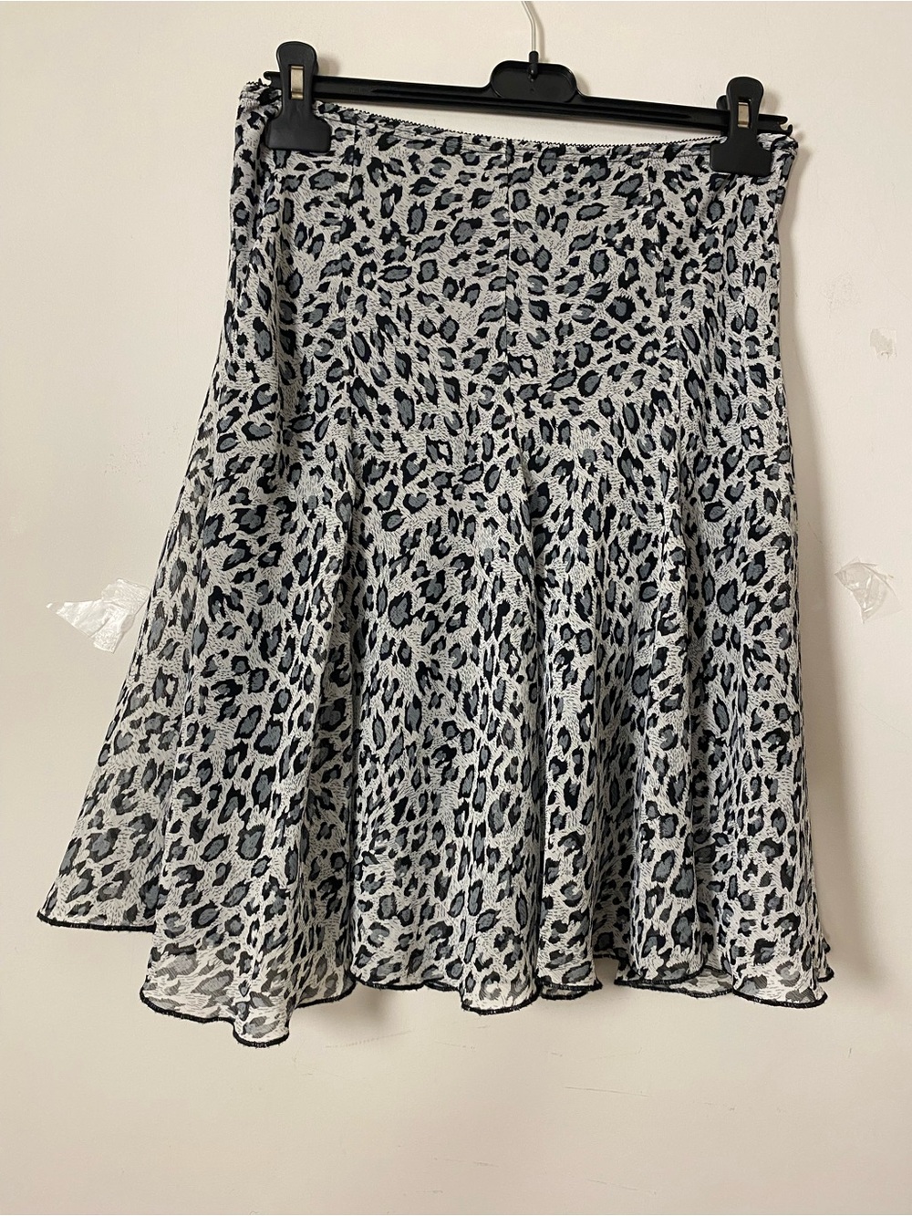 Leopard Print Flared Skirt - Black & White